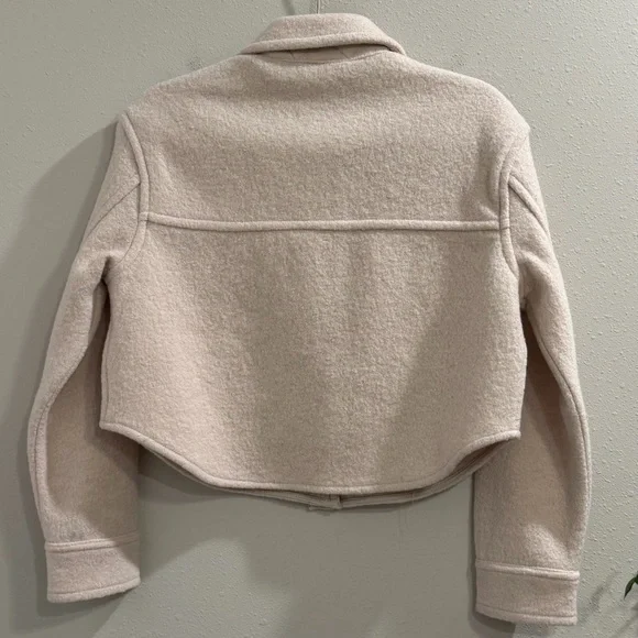 Wilfred Free Aritzia XXS Beige The Ganna Wool Cropped Jacket Button Pockets - Picture 2 of 6